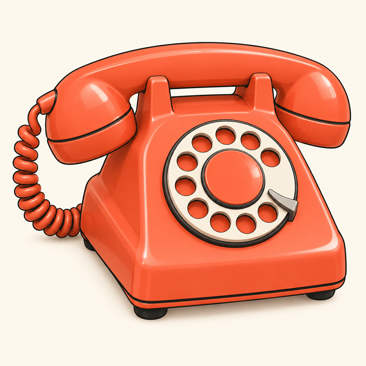 A playful coral rotary telephone